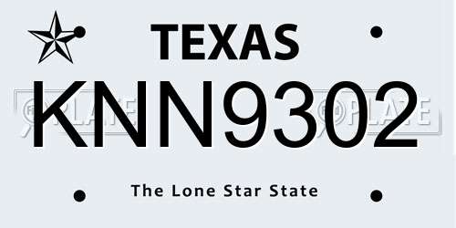 KNN9302 Texas License Plate