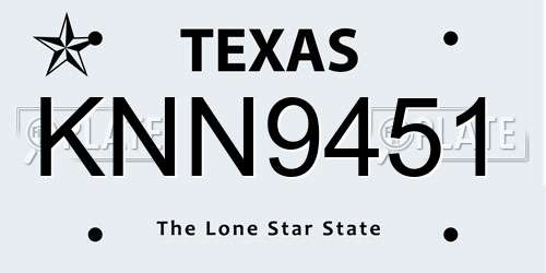 KNN9451 Texas License Plate