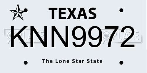 KNN9972 Texas License Plate