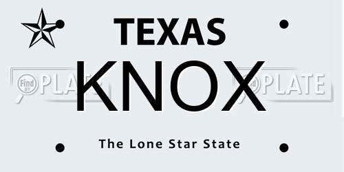 KNOX Texas License Plate