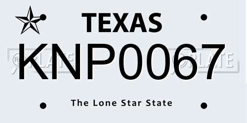 KNP0067 Texas License Plate