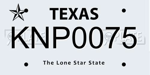 KNP0075 Texas License Plate