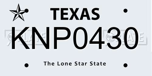 KNP0430 Texas License Plate