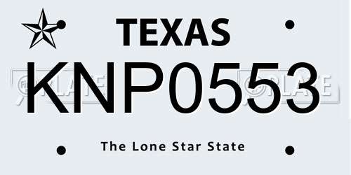 KNP0553 Texas License Plate