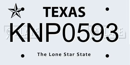 KNP0593 Texas License Plate