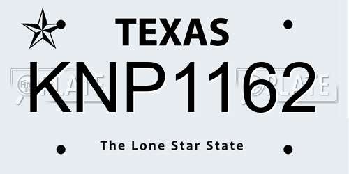 KNP1162 Texas License Plate