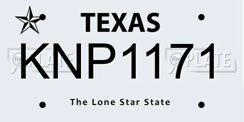 KNP1171 Texas License Plate