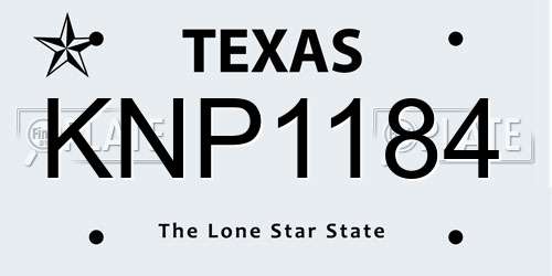 KNP1184 Texas License Plate