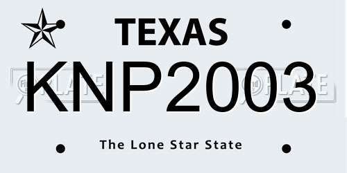 KNP2003 Texas License Plate