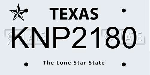 KNP2180 Texas License Plate