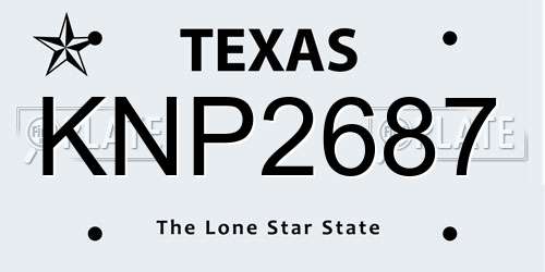 KNP2687 Texas License Plate