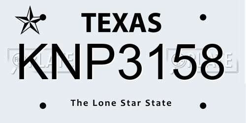 KNP3158 Texas License Plate