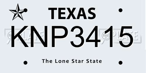 KNP3415 Texas License Plate