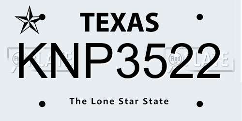 KNP3522 Texas License Plate