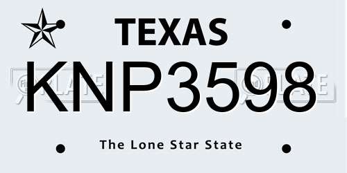 KNP3598 Texas License Plate