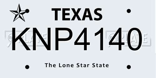 KNP4140 Texas License Plate