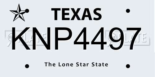 KNP4497 Texas License Plate