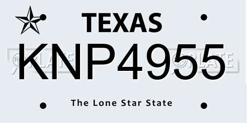 KNP4955 Texas License Plate