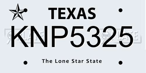 KNP5325 Texas License Plate
