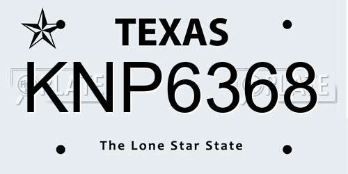 KNP6368 Texas License Plate