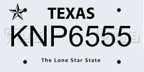 KNP6555 Texas License Plate