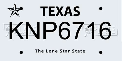 KNP6716 Texas License Plate