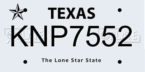 KNP7552 Texas License Plate