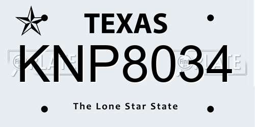 KNP8034 Texas License Plate