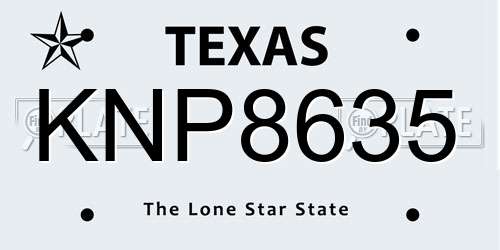 KNP8635 Texas License Plate