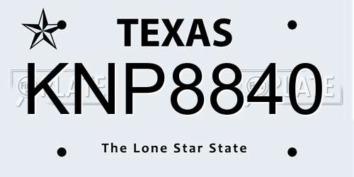 KNP8840 Texas License Plate