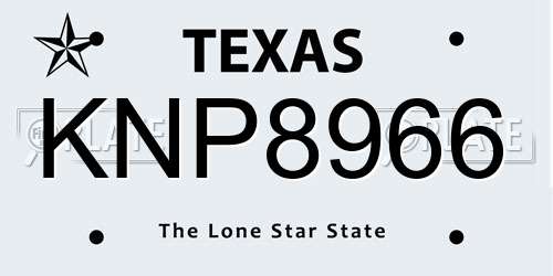 KNP8966 Texas License Plate