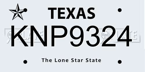 KNP9324 Texas License Plate