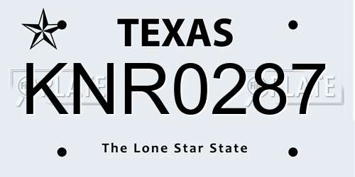 KNR0287 Texas License Plate