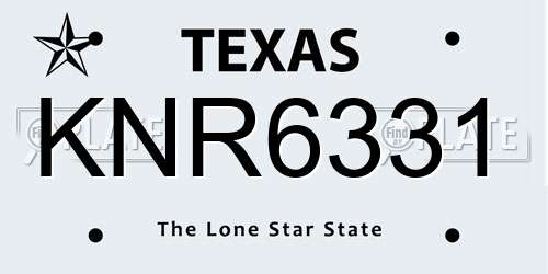 KNR6331 Texas License Plate