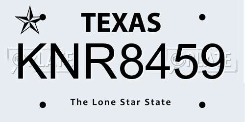 KNR8459 Texas License Plate