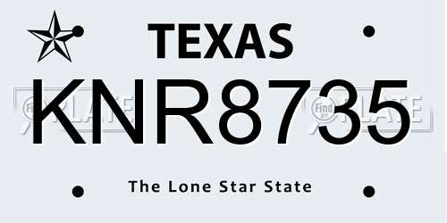KNR8735 Texas License Plate