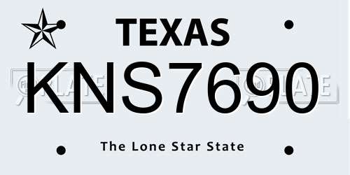 KNS7690 Texas License Plate