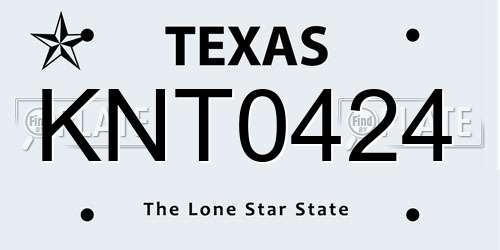 KNT0424 Texas License Plate