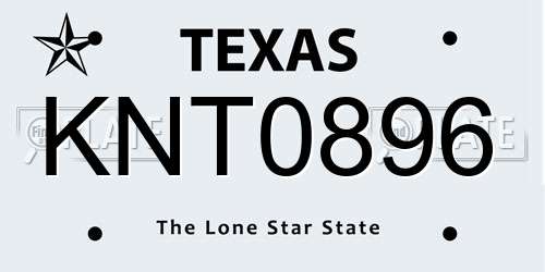 KNT0896 Texas License Plate
