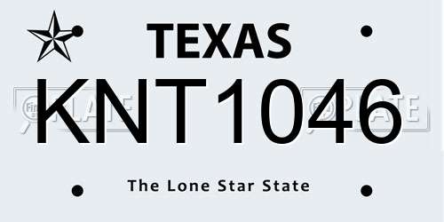 KNT1046 Texas License Plate