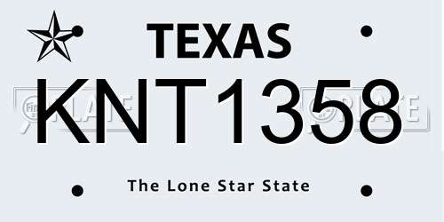 KNT1358 Texas License Plate