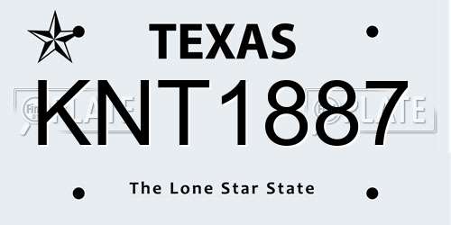 KNT1887 Texas License Plate