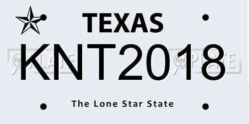 KNT2018 Texas License Plate
