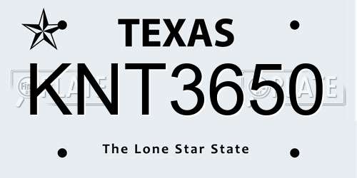 KNT3650 Texas License Plate