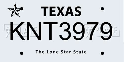 KNT3979 Texas License Plate
