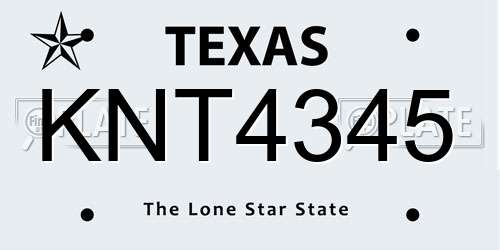 KNT4345 Texas License Plate