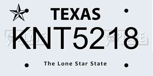 KNT5218 Texas License Plate