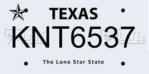 KNT6537 Texas License Plate