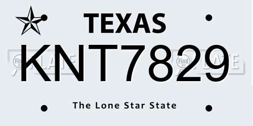 KNT7829 Texas License Plate