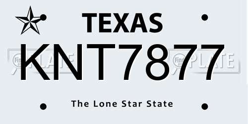 KNT7877 Texas License Plate